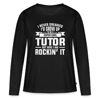 Tuteur Cadeau Tuteur - T-shirt manches longues Premium bio Femme - noir - Devant - Julia (174cm)
