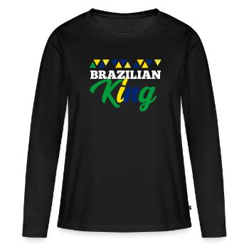Brésil - T-shirt manches longues Premium bio Femme - noir - Devant - Julia (174cm)