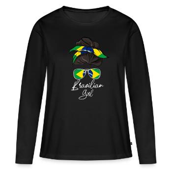 Brésil - T-shirt manches longues Premium bio Femme - noir - Devant - Julia (174cm)