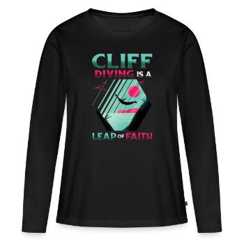 Le saut de falaise est un acte de foi - T-shirt manches longues Premium bio Femme - noir - Devant - Julia (174cm)