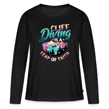 Le saut de falaise est un acte de foi - T-shirt manches longues Premium bio Femme - noir - Devant - Julia (174cm)