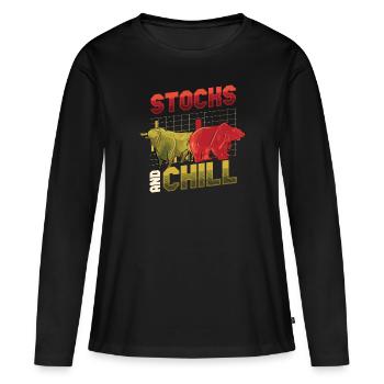 Actions et refroidir, acheter - T-shirt manches longues Premium bio Femme - noir - Devant - Julia (174cm)