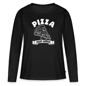 Pizza geht immer - Pizza Fan - Spruch - Frauen Premium Bio Langarmshirt - Schwarz - Vorne - Julia (174cm)