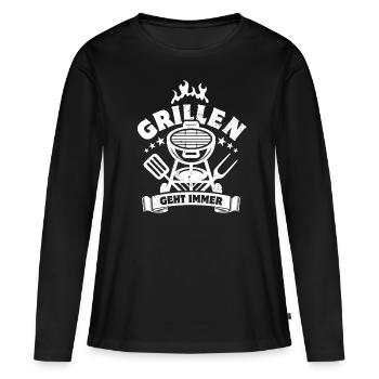 Grillen geht immer - Grill Fan - Spruch - Frauen Premium Bio Langarmshirt - Schwarz - Vorne - Julia (174cm)