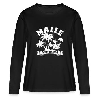 Malle geht immer - Mallorca Fan - Spruch - Frauen Premium Bio Langarmshirt - Schwarz - Vorne - Julia (174cm)