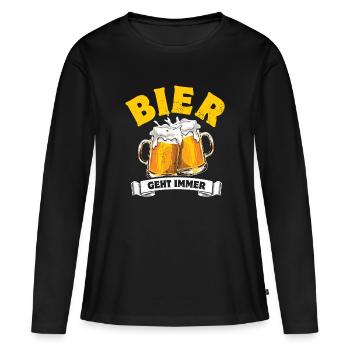 Bier geht immer - Spruch - Frauen Premium Bio Langarmshirt - Schwarz - Vorne - Julia (174cm)