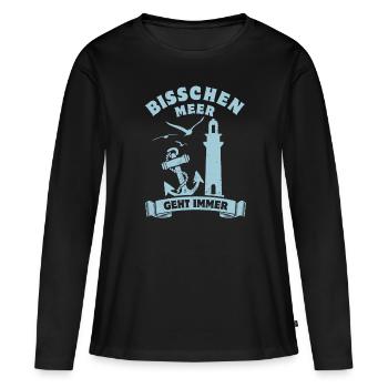 Bisschen Meer geht immer - Küsten Fan - Spruch - Frauen Premium Bio Langarmshirt - Schwarz - Vorne - Julia (174cm)