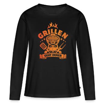Grillen geht immer - Grill Fan - Spruch - Frauen Premium Bio Langarmshirt - Schwarz - Vorne - Julia (174cm)