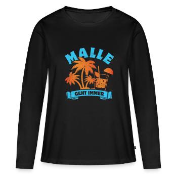 Malle geht immer - Mallorca Fan - Spruch - Frauen Premium Bio Langarmshirt - Schwarz - Vorne - Julia (174cm)