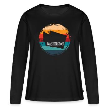 Washington - T-shirt manches longues Premium bio Femme - noir - Devant - Julia (174cm)