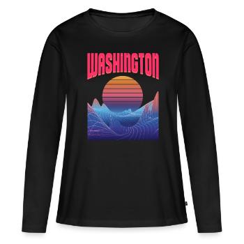 Washington - T-shirt manches longues Premium bio Femme - noir - Devant - Julia (174cm)