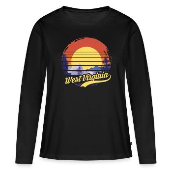 West Virginia - Frauen Premium Bio Langarmshirt - Schwarz - Vorne - Julia (174cm)