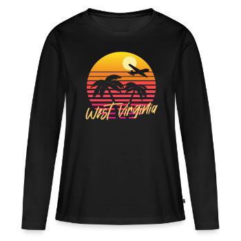 West Virginia - Frauen Premium Bio Langarmshirt - Schwarz - Vorne - Julia (174cm)