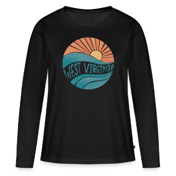 West Virginia - Frauen Premium Bio Langarmshirt - Schwarz - Vorne - Julia (174cm)