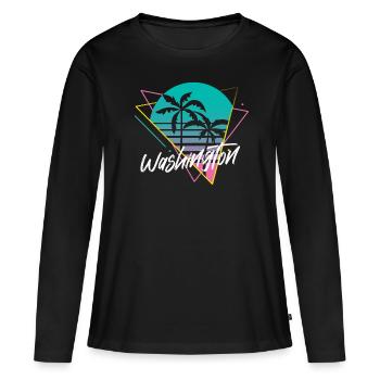 Washington - T-shirt manches longues Premium bio Femme - noir - Devant - Julia (174cm)