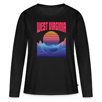 West Virginia - Frauen Premium Bio Langarmshirt - Schwarz - Vorne - Julia (174cm)