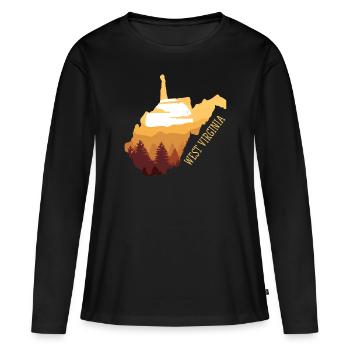 West Virginia - Frauen Premium Bio Langarmshirt - Schwarz - Vorne - Julia (174cm)