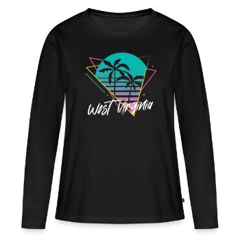 West Virginia - Frauen Premium Bio Langarmshirt - Schwarz - Vorne - Julia (174cm)