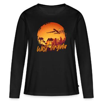 West Virginia - Frauen Premium Bio Langarmshirt - Schwarz - Vorne - Julia (174cm)