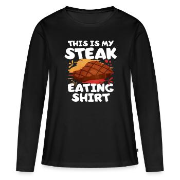 Steak - Women's Premium Organic Long Sleeve Shirt - black - Front - Julia (174cm)
