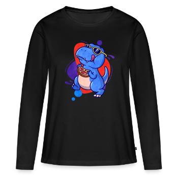 Steak - Frauen Premium Bio Langarmshirt - Schwarz - Vorne - Julia (174cm)