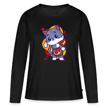 Steak - Women's Premium Organic Long Sleeve Shirt - black - Front - Julia (174cm)