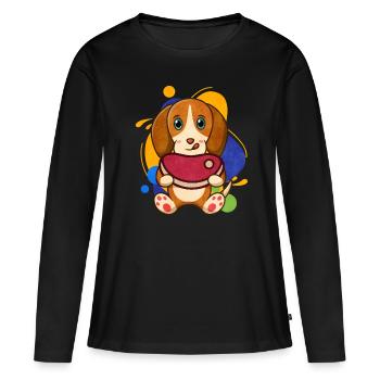 Steak - Frauen Premium Bio Langarmshirt - Schwarz - Vorne - Julia (174cm)