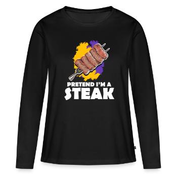 Steak - Women's Premium Organic Long Sleeve Shirt - black - Front - Julia (174cm)
