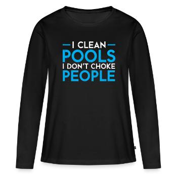 Nettoyage de piscine Travail Gardien de piscine - T-shirt manches longues Premium bio Femme - noir - Devant - Julia (174cm)
