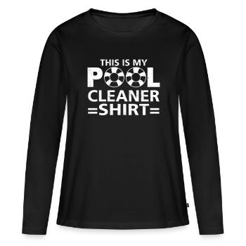 Nettoyage de piscine Travail Gardien de piscine - T-shirt manches longues Premium bio Femme - noir - Devant - Julia (174cm)