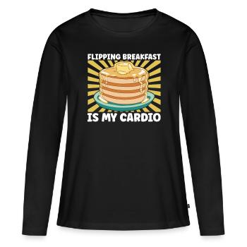 Petit déjeuner aux crêpes - T-shirt manches longues Premium bio Femme - noir - Devant - Julia (174cm)