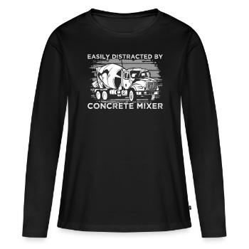 Distracted By Concrete Mixer - Women's Premium Organic Long Sleeve Shirt - black - Front - Julia (174cm)