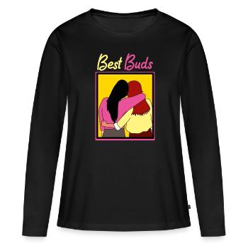 Beste Freunde Best Buds Beste Freundinin - Frauen Premium Bio Langarmshirt - Schwarz - Vorne - Julia (174cm)