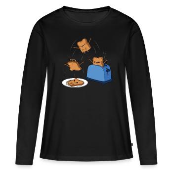 Toast - T-shirt manches longues Premium bio Femme - noir - Devant - Julia (174cm)