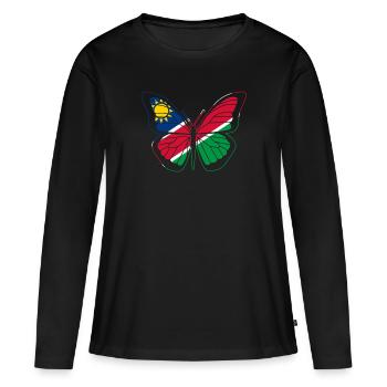 Namibia - Frauen Premium Bio Langarmshirt - Schwarz - Vorne - Julia (174cm)