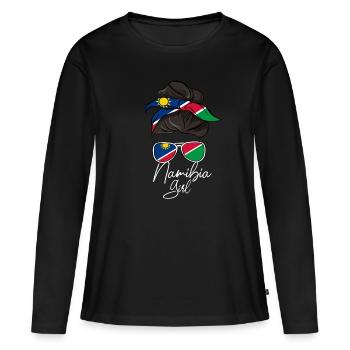 Namibia - Frauen Premium Bio Langarmshirt - Schwarz - Vorne - Julia (174cm)