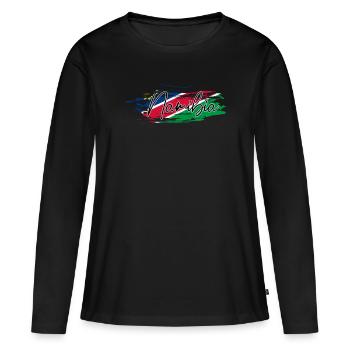 Namibia - Frauen Premium Bio Langarmshirt - Schwarz - Vorne - Julia (174cm)