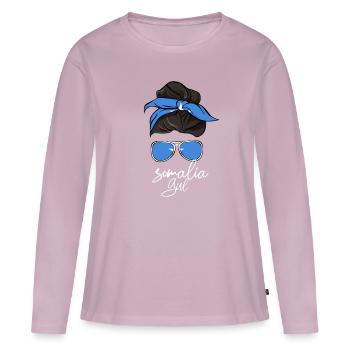 Somalie - T-shirt manches longues Premium bio Femme - rose poudré - Devant - Julia (174cm)