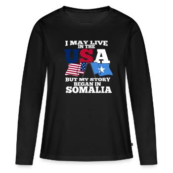 Somalie - T-shirt manches longues Premium bio Femme - noir - Devant - Julia (174cm)