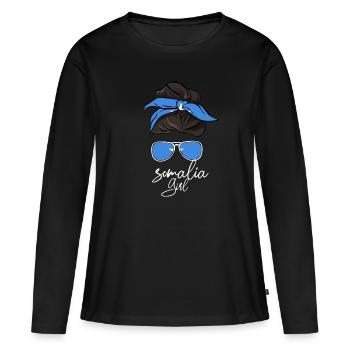 Somalie - T-shirt manches longues Premium bio Femme - noir - Devant - Julia (174cm)