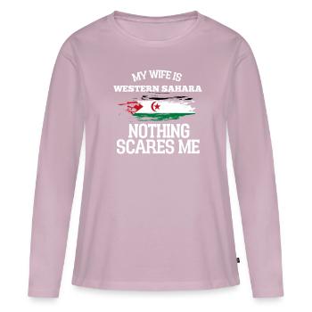 Sahara occidental - T-shirt manches longues Premium bio Femme - rose poudré - Devant - Julia (174cm)