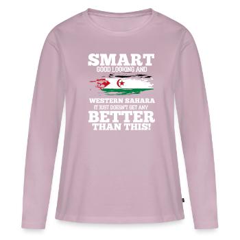 Sahara occidental - T-shirt manches longues Premium bio Femme - rose poudré - Devant - Julia (174cm)