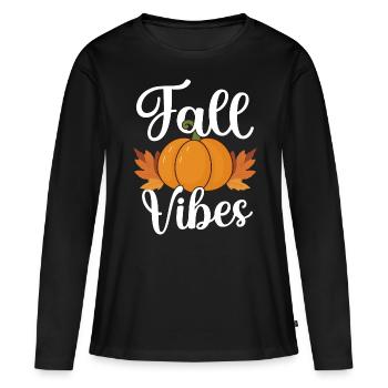 Automne - T-shirt manches longues Premium bio Femme - noir - Devant - Julia (174cm)
