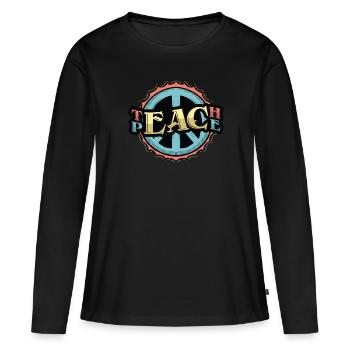 Enseigner la paix - T-shirt manches longues Premium bio Femme - noir - Devant - Julia (174cm)