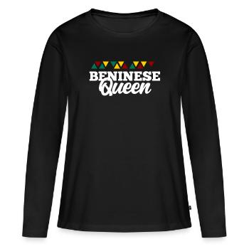 Bénin - T-shirt manches longues Premium bio Femme - noir - Devant - Julia (174cm)