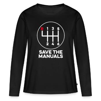 Enregistrer les manuels Manuel de la boîte de vitesses - T-shirt manches longues Premium bio Femme - noir - Devant - Julia (174cm)