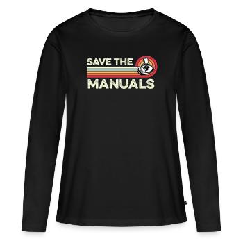 Enregistrer les manuels Manuel du bâton manuel de la vraie voiture - T-shirt manches longues Premium bio Femme - noir - Devant - Julia (174cm)