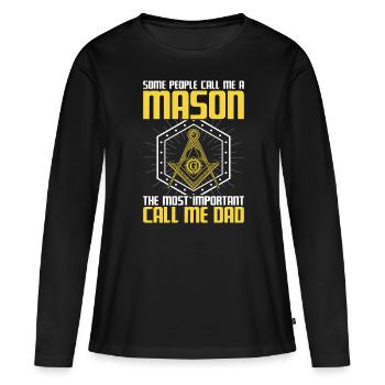Maçonnique Papa Franc-Maçonnerie Place Et Boussole - T-shirt manches longues Premium bio Femme - noir - Devant - Julia (174cm)