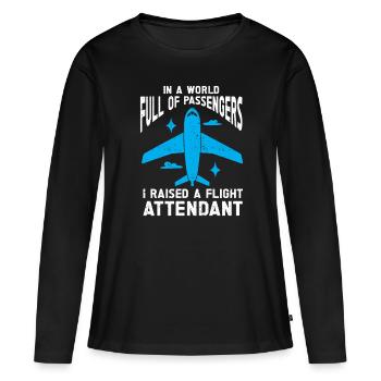 Hôtesse de l’air Papa Hôtesse de l’air Hôtesse de l’air - T-shirt manches longues Premium bio Femme - noir - Devant - Julia (174cm)
