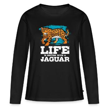 Jaguar - T-shirt manches longues Premium bio Femme - noir - Devant - Julia (174cm)